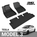 3D MAXpider 2018-2019 Tesla Model 3 Kagu 1st&2nd Row Floormats - Black