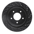 R1 04-06 Ford Econoline Rear Left Drilled & Slotted Black Brake Rotor