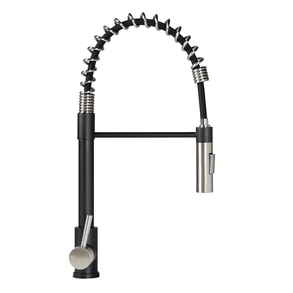 COILED PULLDOWN KITCHEN FAUCET BLACK/STAINLESS STEEL