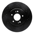 R1 18-23 Genesis G70 Front Right Drilled & Slotted Black Brake Rotor