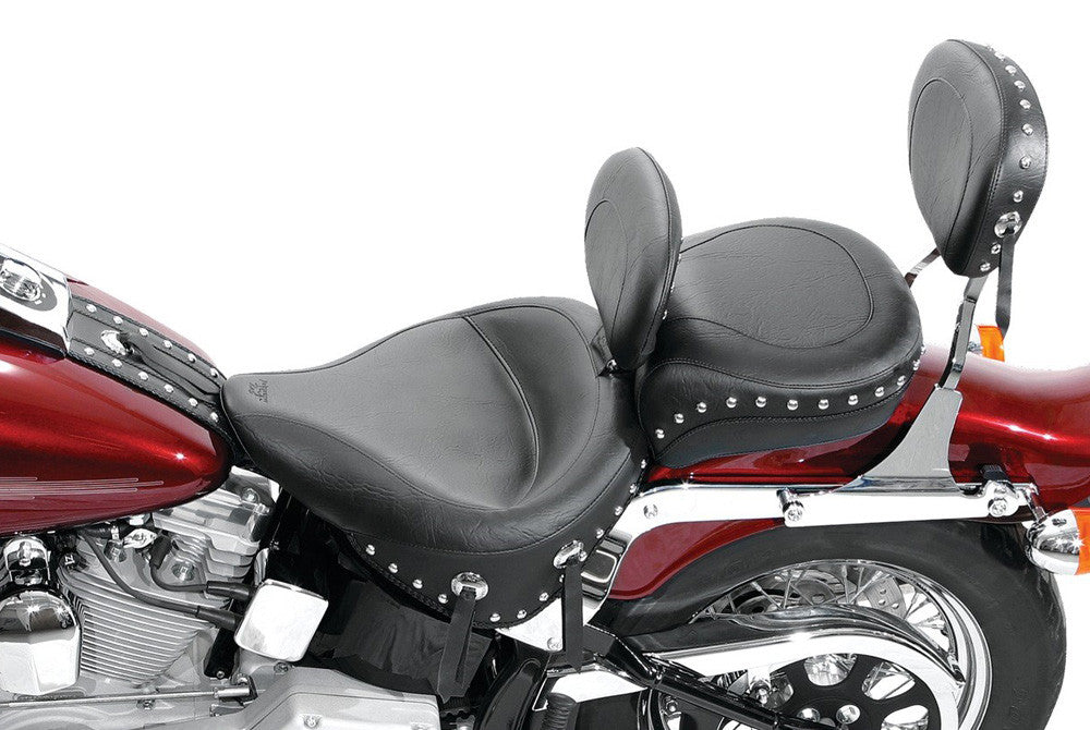 Mustang Harley Low Medallion Sissy Bar Pad (12 inch x 9 inch) w/Studs - Black