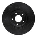 R1 98-06 Jaguar XK8 Front Left Drilled & Slotted Black Brake Rotor