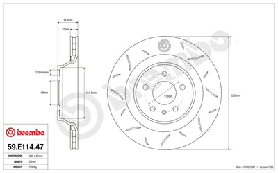 Brembo 07-17 Audi A5 Rear TY3 Sport Disc Rotor - 330X22