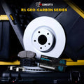 R1 Concepts Brake Rotor- Carbon Coated with Ceramic Pads Hdw Fits Saab 45903