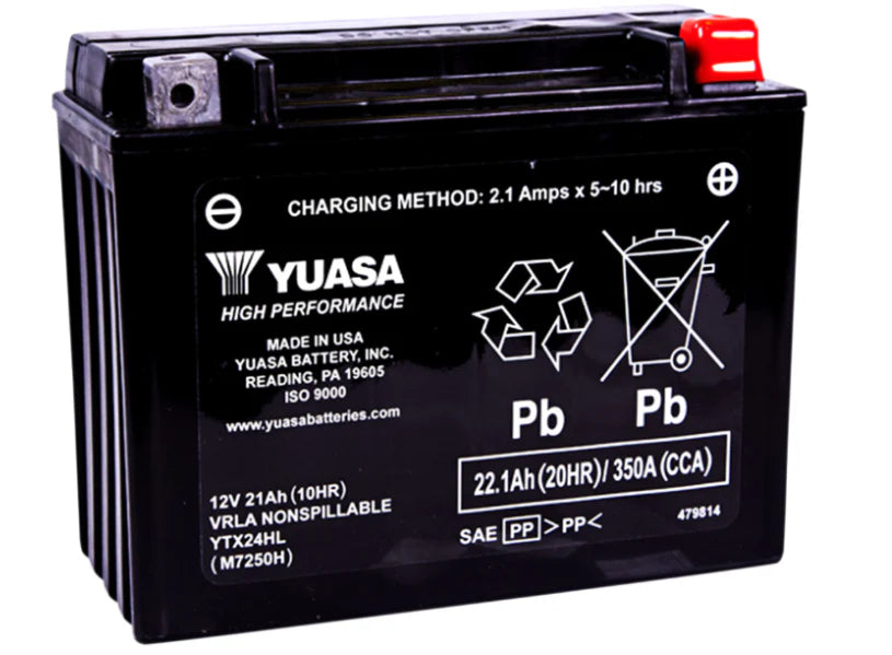Yuasa YTX24HL Maintenance Free AGM 12-Volt Battery