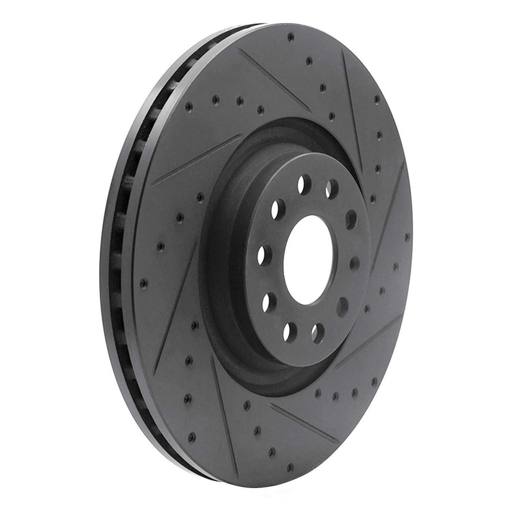 R1 2022+ Volkswagen GTI Mk 8 Front Right Drilled & Slotted Black Brake Rotor