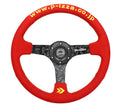 NRG Reinforced Steering Wheel (350mm/3in. Deep) Matte Black Spoke/ Red Alcantara w/ Black Stitching