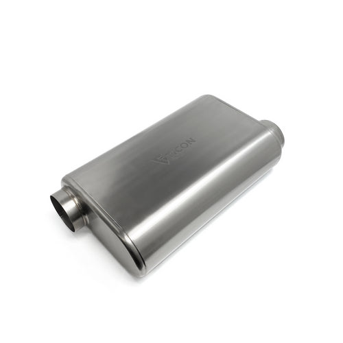 Stainless Bros 17in Overall Length 3in Thin Oval SS304 Muffler - 3in Offset In/Offset Out