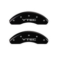 Front Set 2 Caliper Covers Engraved Front Vtec Black Finish Silver Characters 2006-2011 Honda Civic MGP Caliper Covers