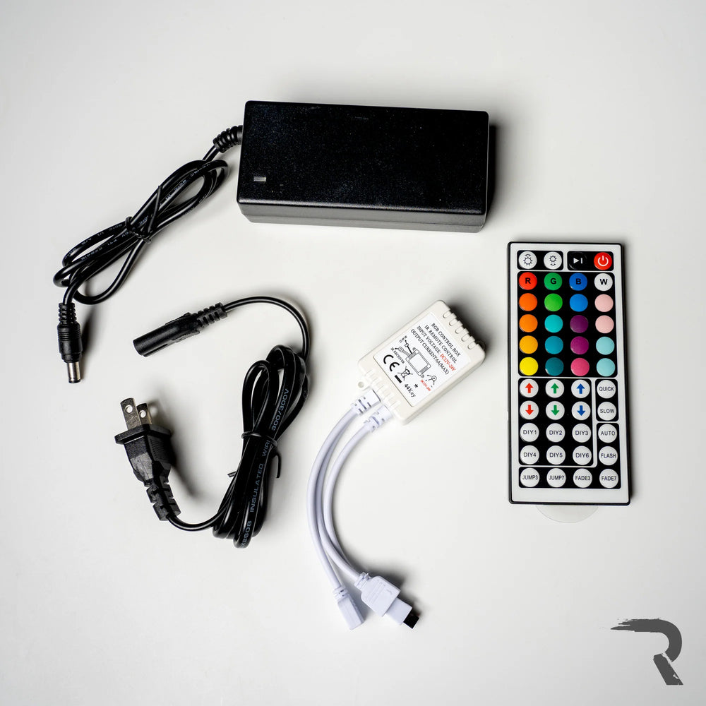 Two 16 Flexible Waterproof Light Strips with Multi-Colored LEDs (2-Piece Kit) w remote with DC power supply - RGB MULTI-COLORED