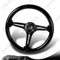 NRG Reinforced Steering Wheel (350mm / 3in. Deep) Blk Wood w/Blk Matte Spoke/Black Center Mark