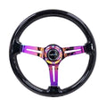 NRG Reinforced Steering Wheel (350mm / 3in. Deep) Blk Multi Color Flake w/ Neochrome Center Mark