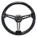 NRG Reinforced Steering Wheel (350mm / 3in. Deep) Black Multi Color Flake Wood w/ Black Matte Center