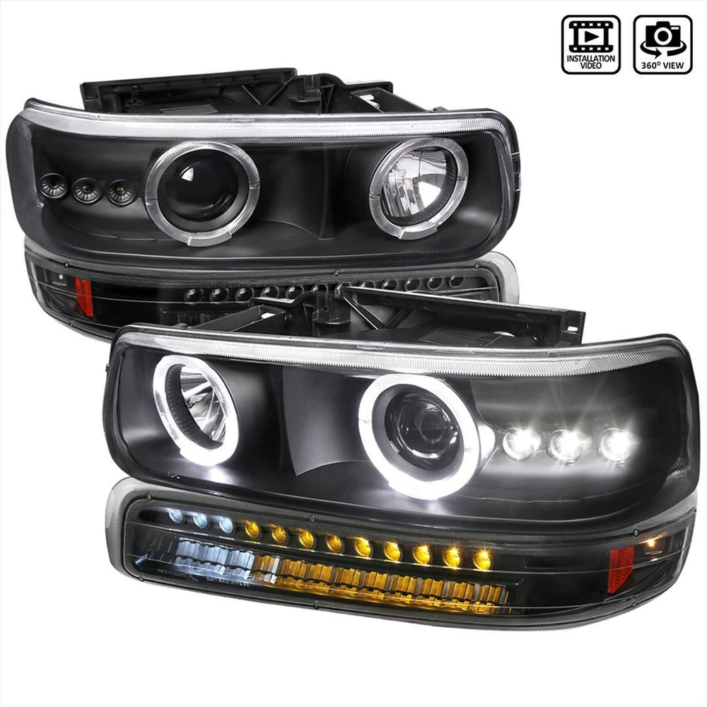 DUAL HALO PROJECTOR HEADLIGHT WITH LED SIGNAL LIGHT BLACK
