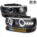 DUAL HALO PROJECTOR HEADLIGHT WITH LED SIGNAL LIGHT BLACK