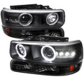 DUAL HALO PROJECTOR HEADLIGHT WITH LED SIGNAL LIGHT CHROME