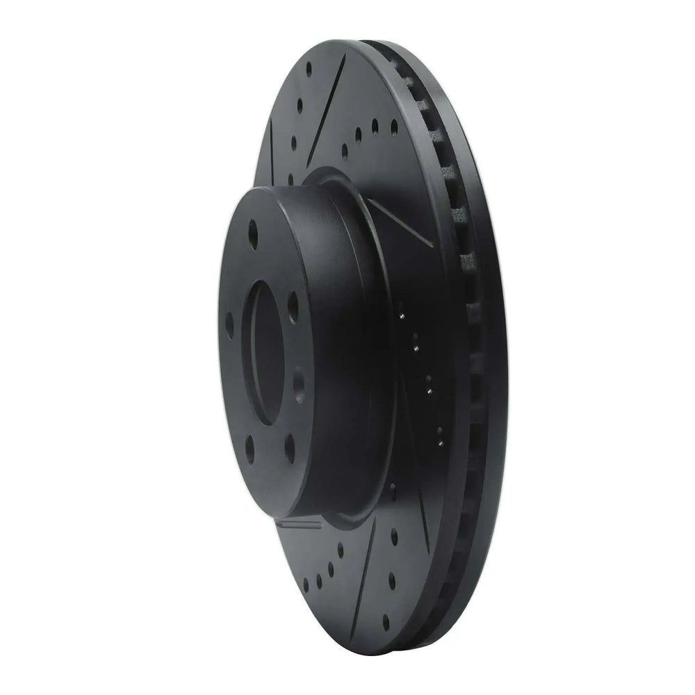 R1 13-25 Cadillac ATS Front Left Drilled & Slotted Black Brake Rotor