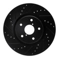 R1 06-21 Subaru Tribeca Front Left Drilled & Slotted Black Brake Rotor