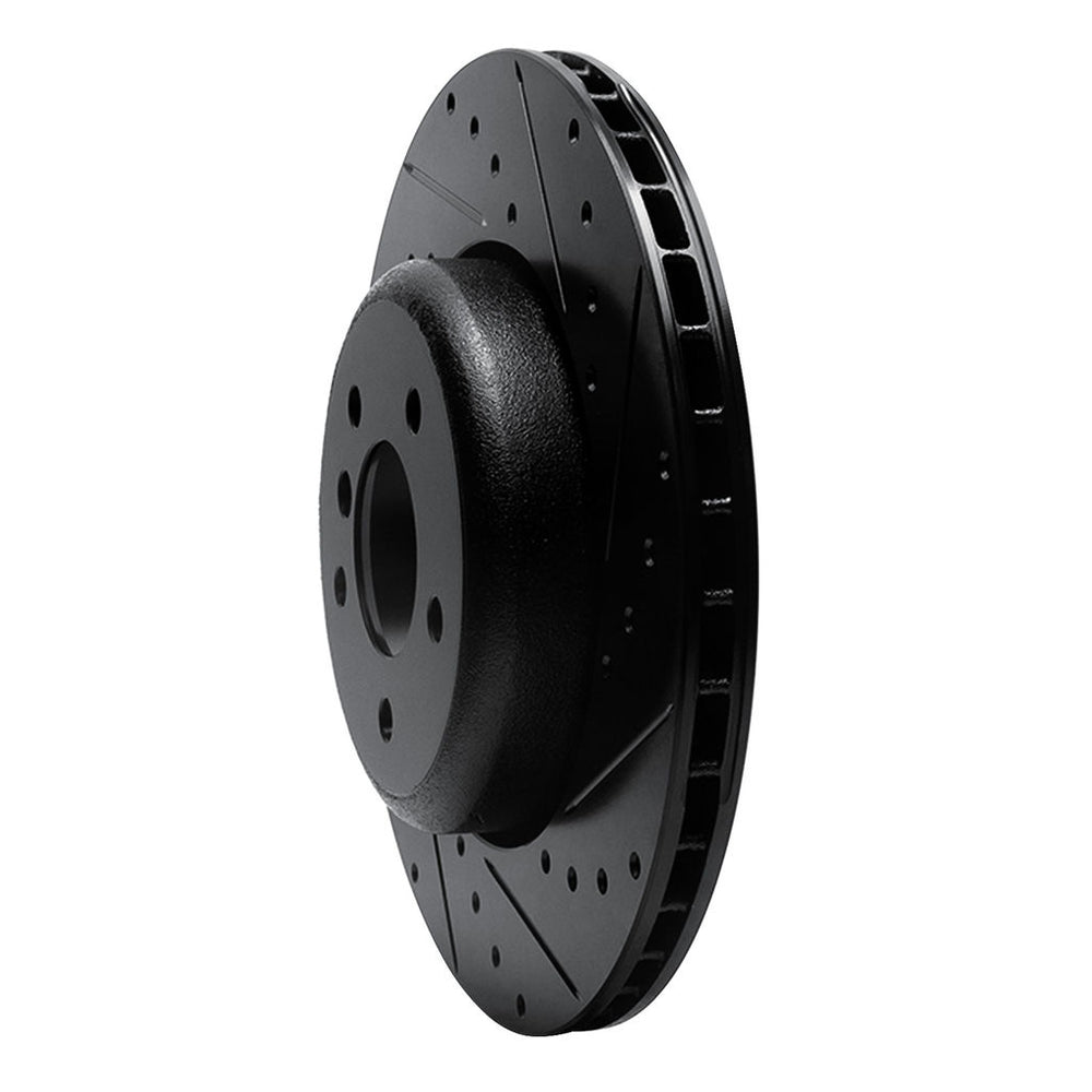 R1 04-10 BMW 650I Convertible Rear Right Drilled & Slotted Black Brake Rotor