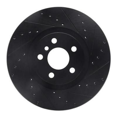 R1 15-25 BMW 228I xDrive Gran Coupe Front Right Drilled & Slotted Black Brake Rotor