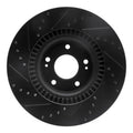 R1 10-16 Hyundai Genesis Coupe Front Right Drilled & Slotted Black Brake Rotor