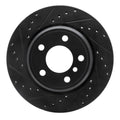 R1 02-06 BMW X5 Rear Left Drilled & Slotted Black Brake Rotor