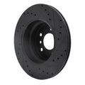 R1 02-06 BMW X5 Rear Left Drilled & Slotted Black Brake Rotor