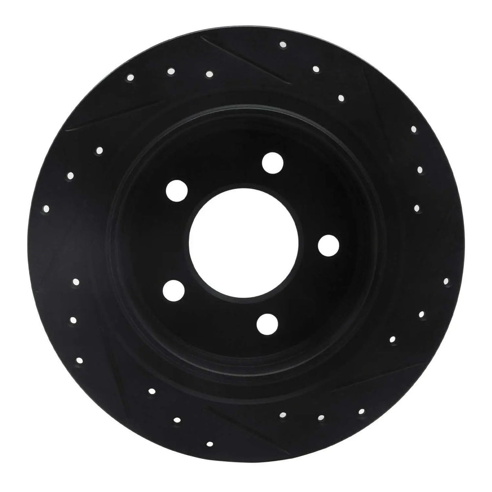 R1 04-08 Chrysler Pacifica Rear Left Drilled & Slotted Black Brake Rotor