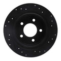 R1 04-08 Chrysler Pacifica Rear Left Drilled & Slotted Black Brake Rotor