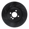 R1 09-14 Mini Cooper (Excl Clubman) Front Left Drilled & Slotted Black Brake Rotor