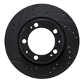 R1 87-95 Porsche 944 Except Turbo Front Left Drilled & Slotted Black Brake Rotor