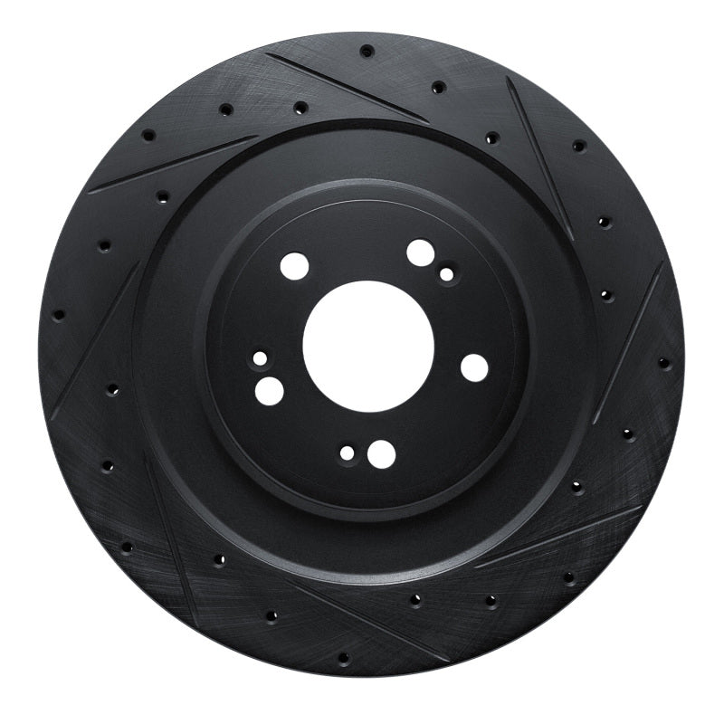 R1 21-26 Genesis GV70 Rear Right Drilled & Slotted Black Brake Rotor