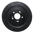 R1 21-26 Genesis GV70 Rear Right Drilled & Slotted Black Brake Rotor