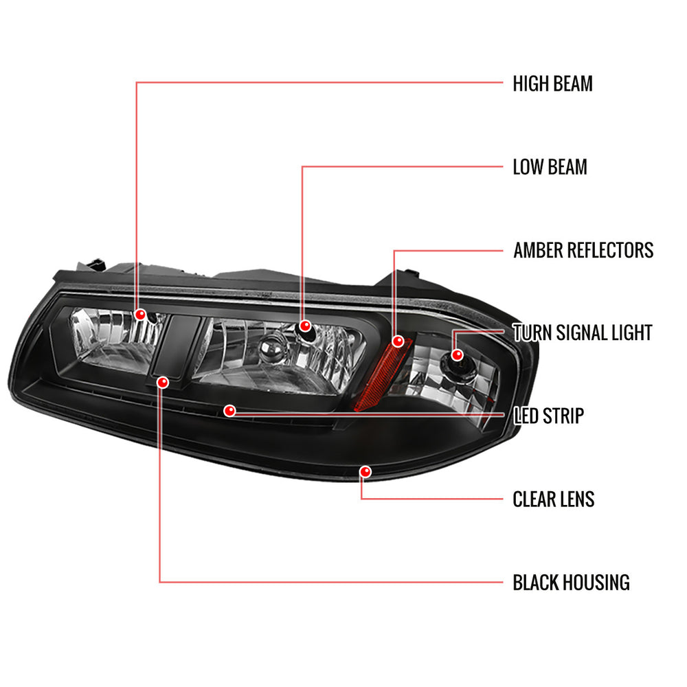 BLACK EURO HEADLIGHTS WITH LED