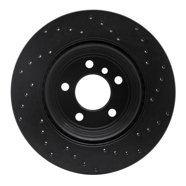 R1 12-20 BMW 328i RWD Rear Left Drilled Black Brake Rotor