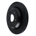 R1 11-17 Hyundai Equus Rear Right Drilled & Slotted Black Brake Rotor