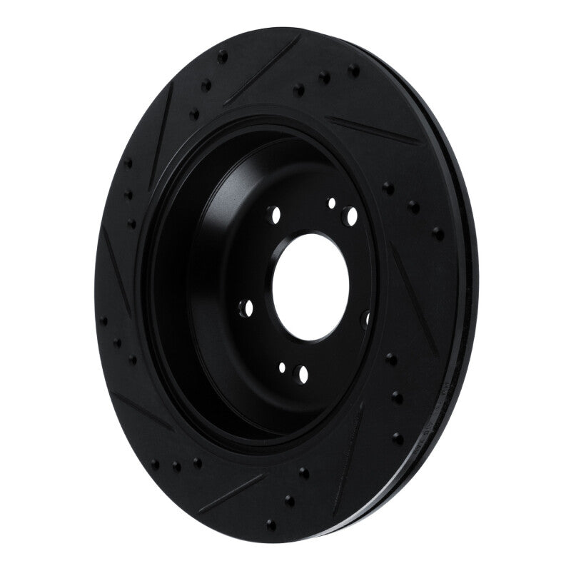 R1 11-17 Hyundai Equus Rear Right Drilled & Slotted Black Brake Rotor