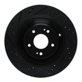 R1 11-17 Hyundai Equus Rear Right Drilled & Slotted Black Brake Rotor