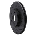 R1 02-17 Infiniti M45 Front Right Drilled & Slotted Black Brake Rotor