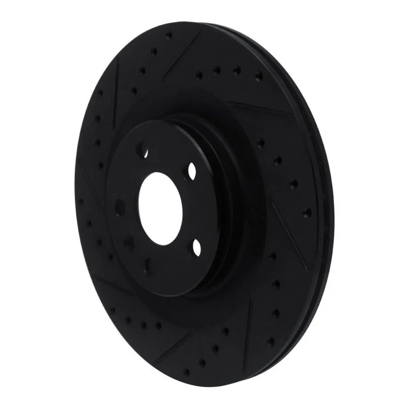 R1 16-26 Volvo V90 Rear Left Drilled & Slotted Black Brake Rotor