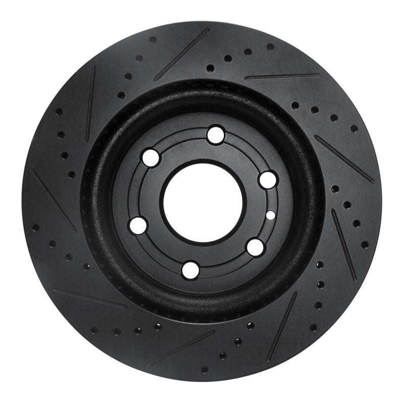 R1 07-17 Buick Enclave Front Right Drilled & Slotted Black Brake Rotor