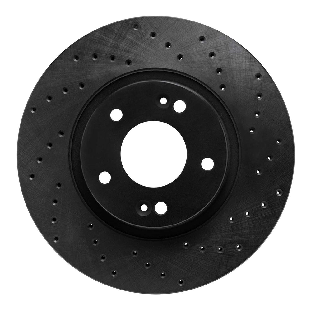 R1 07-09 Hyundai Santa Fe Front Right Drilled Black Brake Rotor