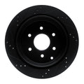 R1 10-24 Infiniti QX80 Rear Right Drilled & Slotted Black Brake Rotor