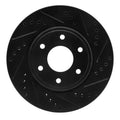R1 05-21 Nissan Frontier Front Right Drilled & Slotted Black Brake Rotor