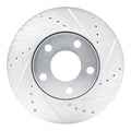R1 90-97 Audi S6 Front Right Drilled & Slotted Silver Brake Rotor