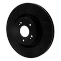 R1 10-16 Hyundai Genesis Coupe Front Left Drilled & Slotted Black Brake Rotor