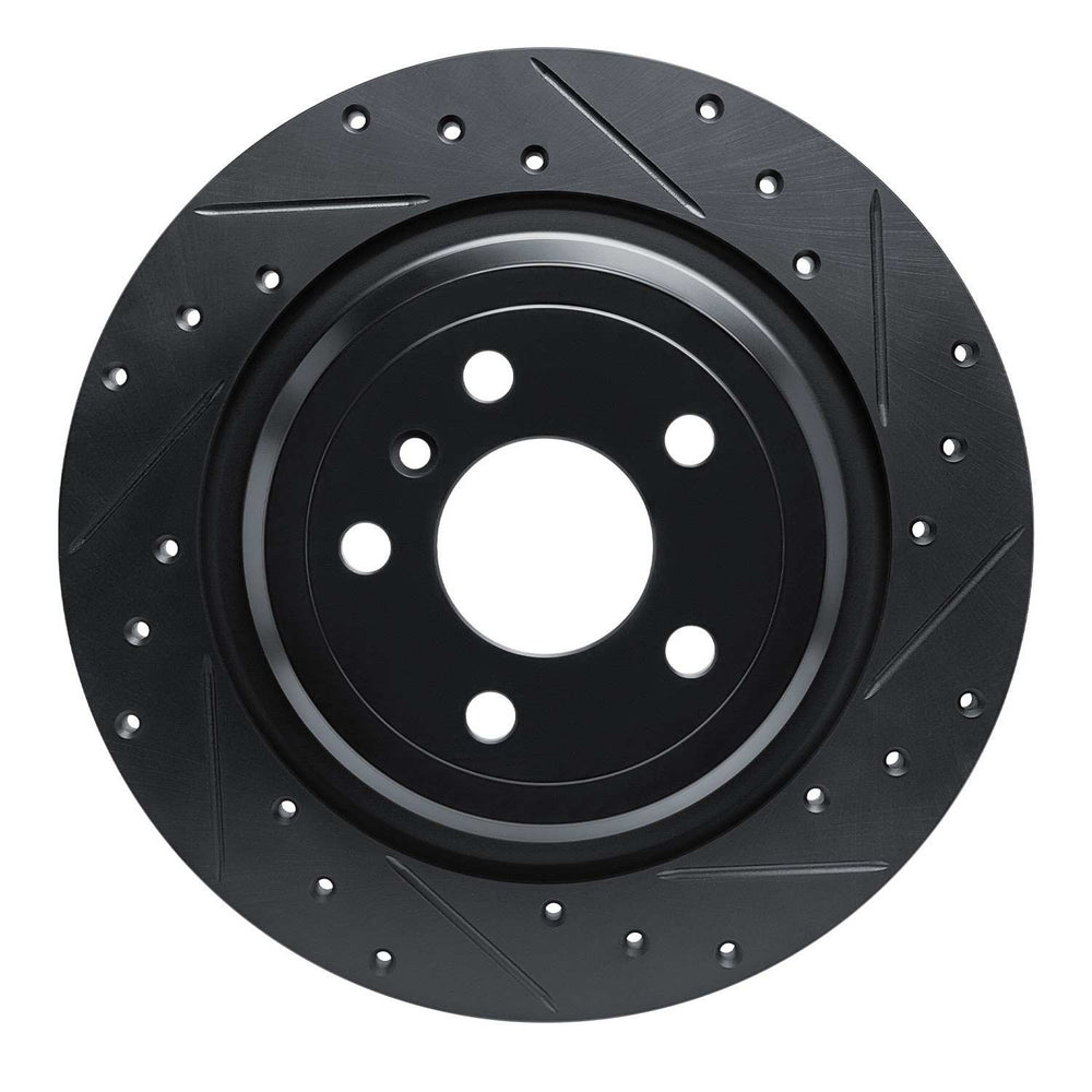 R1 12-18 Mercedes-Benz GLE350 Rear Right Drilled & Slotted Black Brake Rotor