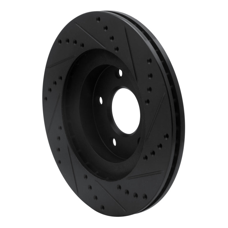 R1 02-06 Infiniti I35 Front Left Drilled & Slotted Black Brake Rotor