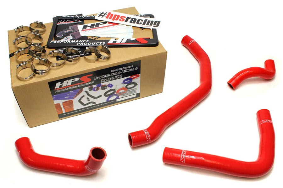 HPS Performance Red Reinforced Silicone Radiator Coolant Hose Kit (4pc set) for rear engine for Toyota 90-99 MR2 3SGTE Turbo