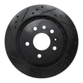 R1 02-10 Saab 9-5 Rear Left Drilled & Slotted Black Brake Rotor